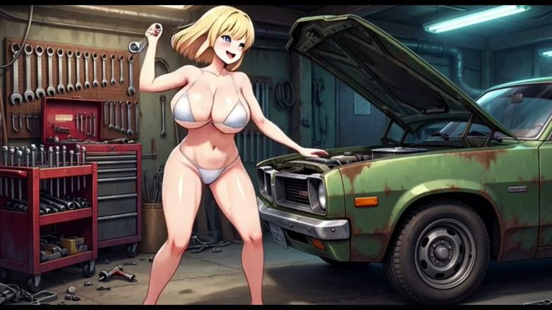 Hot girl dancing: Funny Jokes and Boobs in Car Garage, Ai Animation