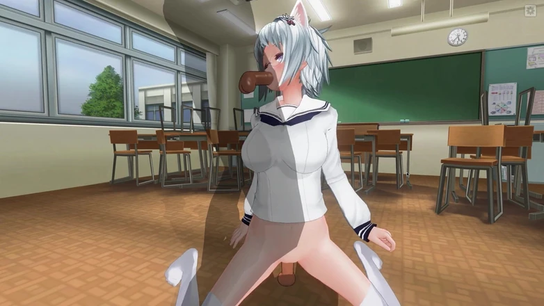 H3DC: 3D 成人动漫 neko 女孩在教室里和两个老师做爱