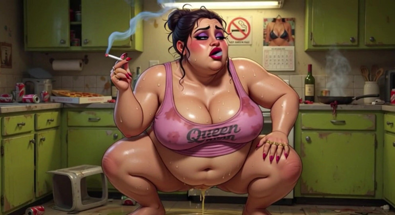 YOUR BEST FANTASY: Horny Pregnant BBW Smoking &amp; Pissing - Massive Belly Pee on Floor