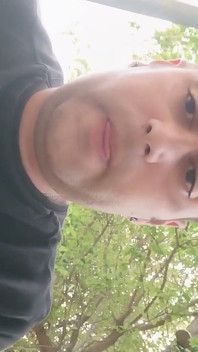 Smoking Outdoor and Showing Balls and Soft Uncut Cock