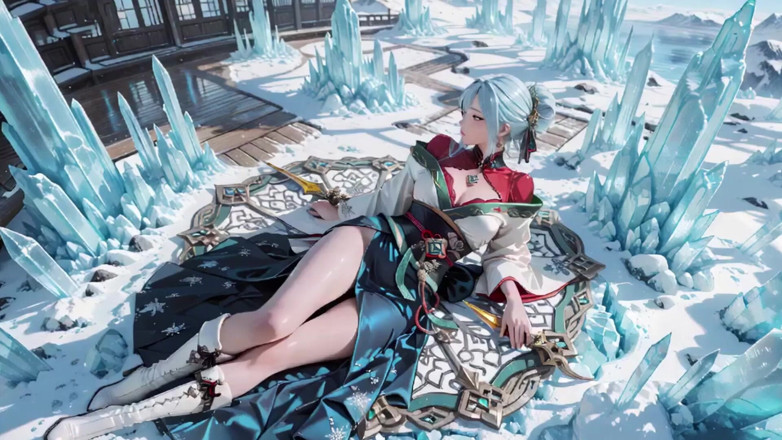 Seraphina Vale: Ice Throne! laal-hare gaun men chandi ke baalon vaali mej...