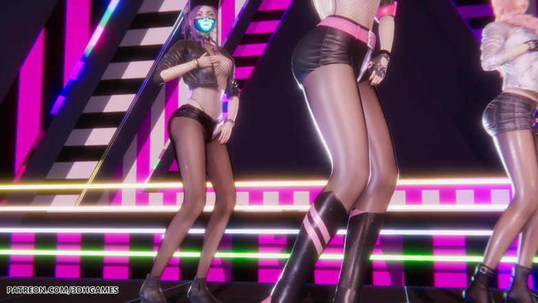 3D-Hentai Games: [mmd] Blackpink - whistle ahri akali seraphine seksi striptiz dansı league...