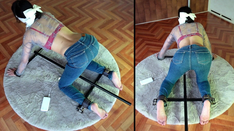 ushirosugatanomiki: A Woman Is Restrained on All Fours and Left at...
