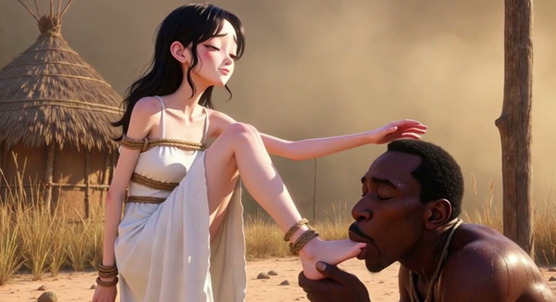 YOUR BEST FANTASY: หญิงผิวขาวถูกมัดในแอฟริกา - ชายแอฟริกันเลียเท้า