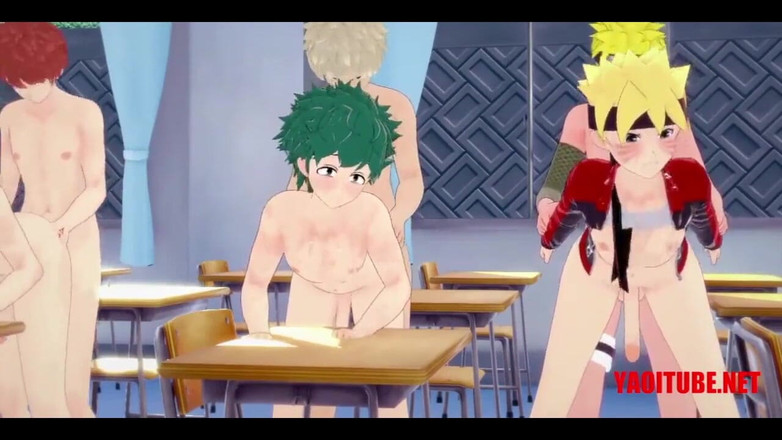 Yaoitube: Yaoi mega orgía - Naruto, Deku, Sieg, Shirou, Luffy, Zoro, Inosuke &amp;...