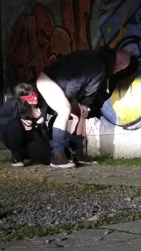 Outdoor Exposure Girl Licks Guy's Ass