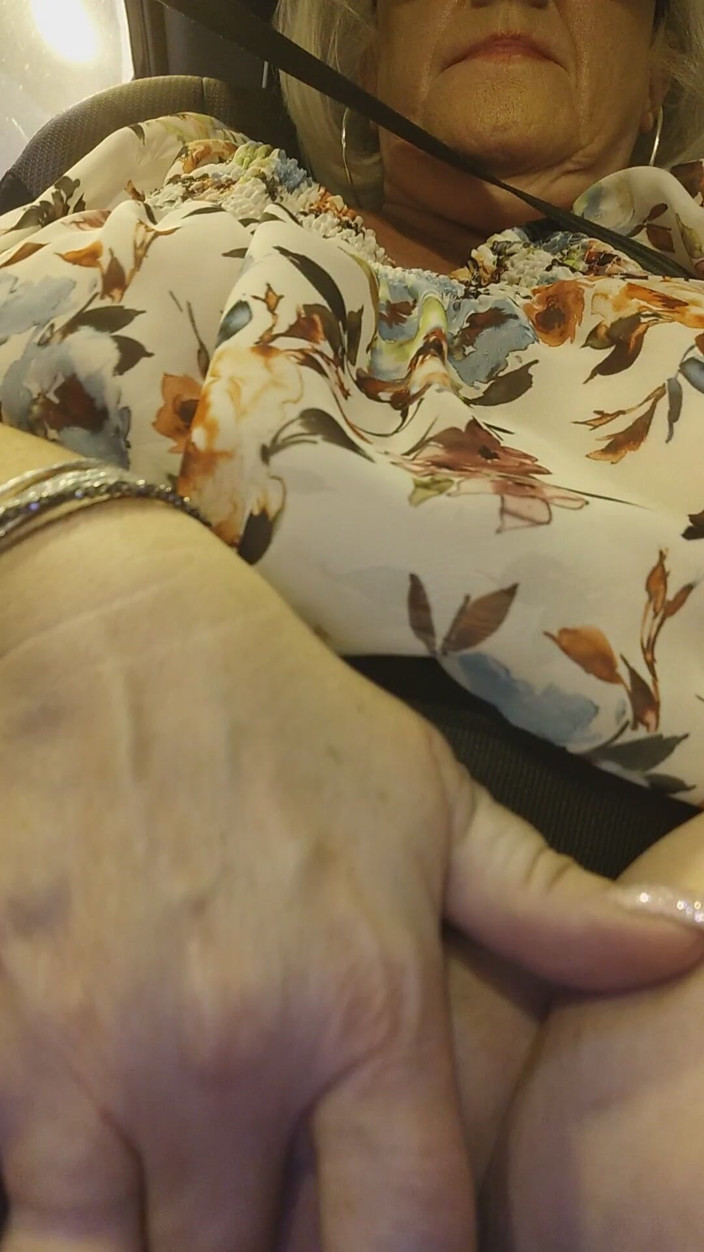 EroticOnlyClips: Mature Blonde Fingers Throbbing Pussy in Public Car Ride