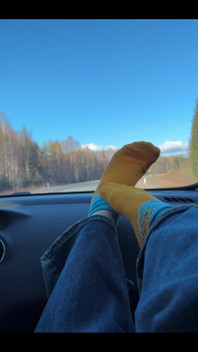 Feet on the dashboard