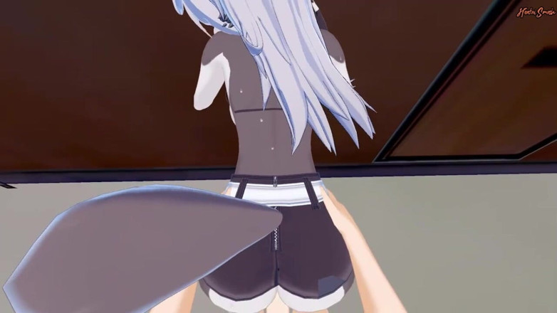Hentai Smash: Loona şanslı bir adamın yarağına binmeden önce duvara karşı sikiliyor - helluva patronu...