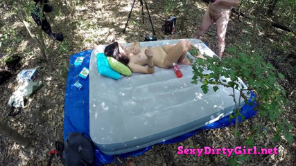 Sexy Dirty Girl: Old dude fucking a sexy younger brunette in the woods