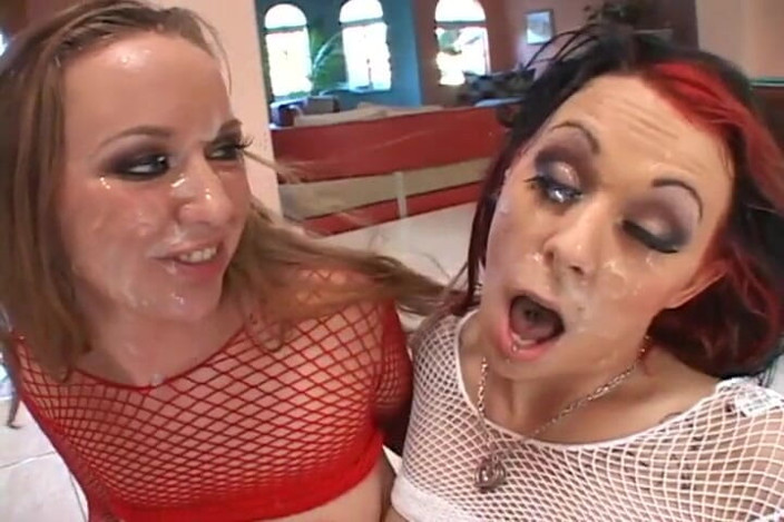 Hot group XXX: Blowjob and cumshot gangbang for Leighlani Red and Isis Ray