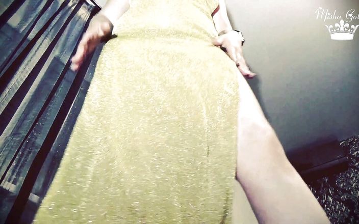 Goddess Misha Goldy: 私のピカピカのドレスと私のからかいに降りてください!