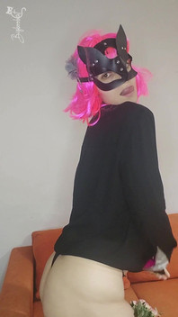 Feel My Excitement with My Kitty Mask and Natural Tits