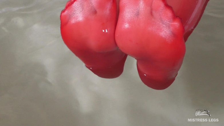 Mistress Legs: Relax and watch my red nylon toes wiggling