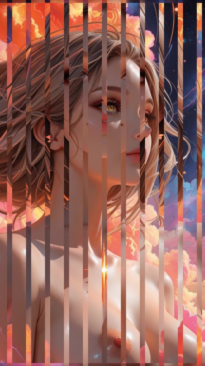 VelvetInk Studio: Cósmica neon deusa nua beleza retratocom com nuvens cibernéticas ai...