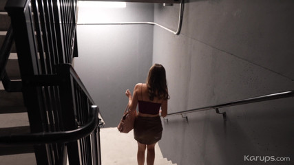 Karups Solo: Smoking hot babe gets caught masturbating in the hotel staircase