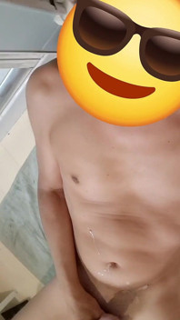 Getting Horny in My Orange Briefs and Jerking off with Cumshot on My Belly
