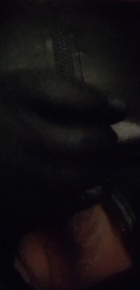 Cumshot While Wearing Boobs and Latex Catsuit