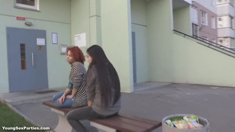Young Sex Parties: Foursome with redhead and Asian teens