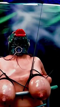 Gimp mask hucow tied tit busting
