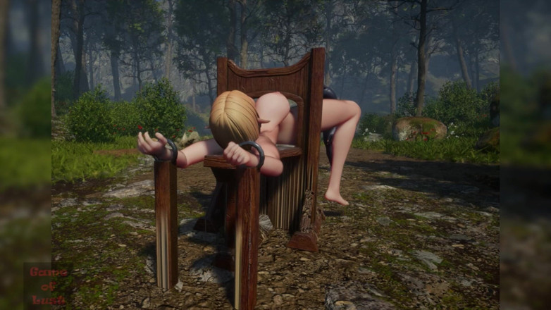 Game of Lust 3D: 숲에서 많은 고블린에게 따먹히는 3D 금발 엘프 노예