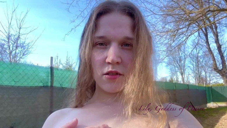 Lily, Goddess of Desire: Teen Girl with Small Tits Nipple Play Outdoor