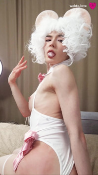 Slutty Mouse Girl Greedily Sucks a Dick with Her Naughty Mouth and Fucks in Different Poses, Getting a Creampie and Eating Cum