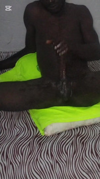 African Boy Wanking His Long BBC and Ended with Hot Cum