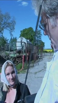 Sexy slave humiliating, chaining kneeling in the farm