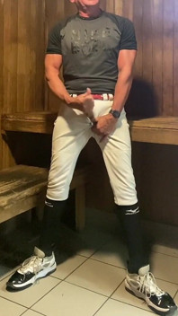 Jacked Baseball Player Jockdad87 Edges in the Sauna Again