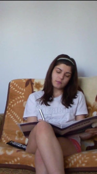Sexy Teen Making Her Homework in Tight Short Pants