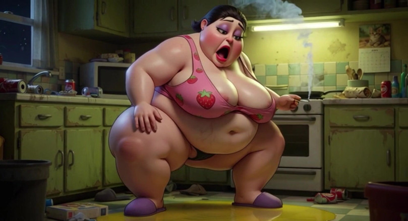 YOUR BEST FANTASY: Smoking Pregnant BBW Pisses on Floor - Horny with Massive Belly