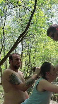 Outdoor Threesome and Facefuck