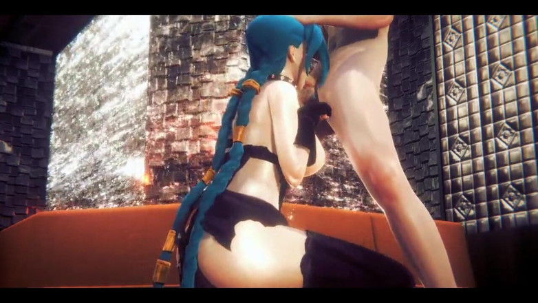 HentaiTubes: Lol Hentai - Jinx legato come una cagna succhia un cazzo -...