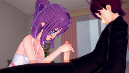 Hentai Smash: สาวมีควยน่ารัก ผมสีม่วง โดนดูดควยแล้วโดนเย็ดตูด สไตล์ฟูตะ เฮนไต