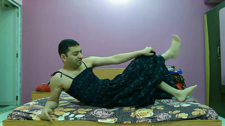 Cute & Nude Crossdresser: Sexy sissy crossdresser femboy Sweet Lollipop in a long dress.