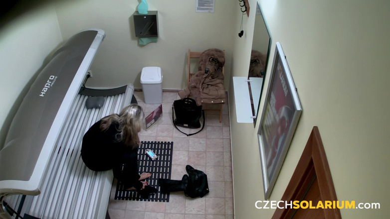 Czech Solarium: Czech Solarium 160: Hot Blonde Strips Down on Solarium Cam
