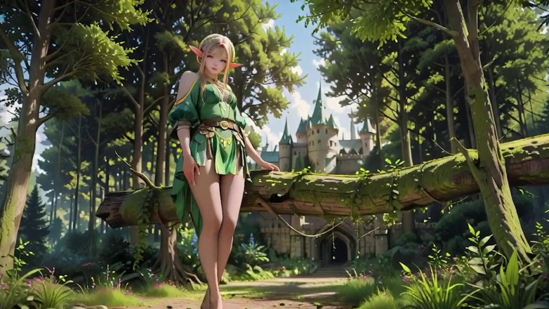 Seraphina Vale: Forest Elf Queen! คุกเข่าในแสงแดดที่เคาะ, ปลายนิ้วของเธอติดตามพนักงานขณะที่เธอเปียก