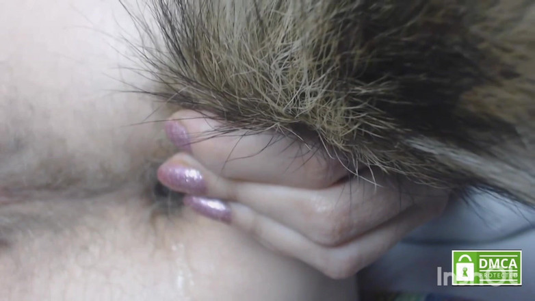 Risky Hairy Couple: Furry anal plug med svans jävla mitt håriga rövhål