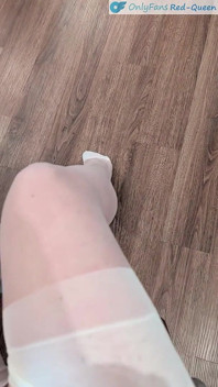 Long Legs White Stockings Heels and Open Bottom Girdle No Panties Reveal