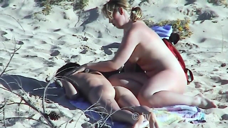 Sextermedia by Pete: Young Lezzies Love Oil Massage on the Beach