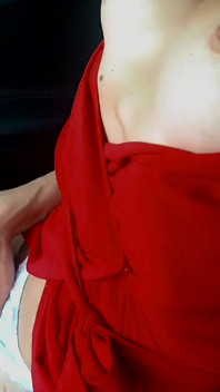 Hot MILF is showing her pussy to the taxi driver