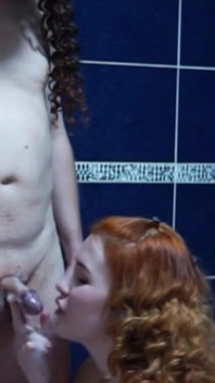 Two Girls Are Playing with His Tiny Dick in the Bathtub