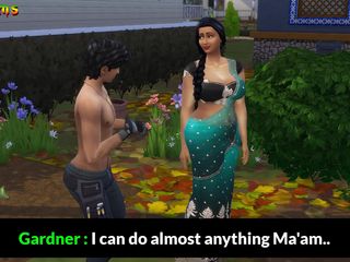 Desi Sims: Mătușă desi căsătorită în sari, seducând acest tânăr grădinar indian