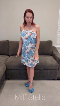 Tropical Dress with Blue Heels