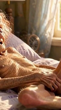 Donna di 90 anni si masturba la sua figa rugosa e brutta