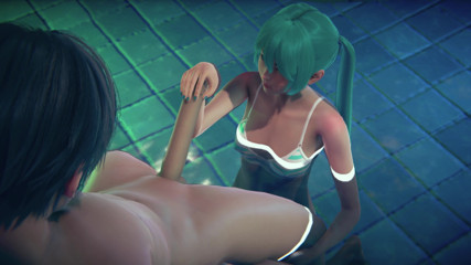 Waifu club 3D: Miku jerking off big cock, cum in the pool and...