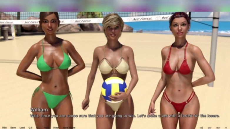 3DXXXTEEN2 Cartoon: Trei fete fierbinți pe plajă. Sex cu desene animate porno 3D