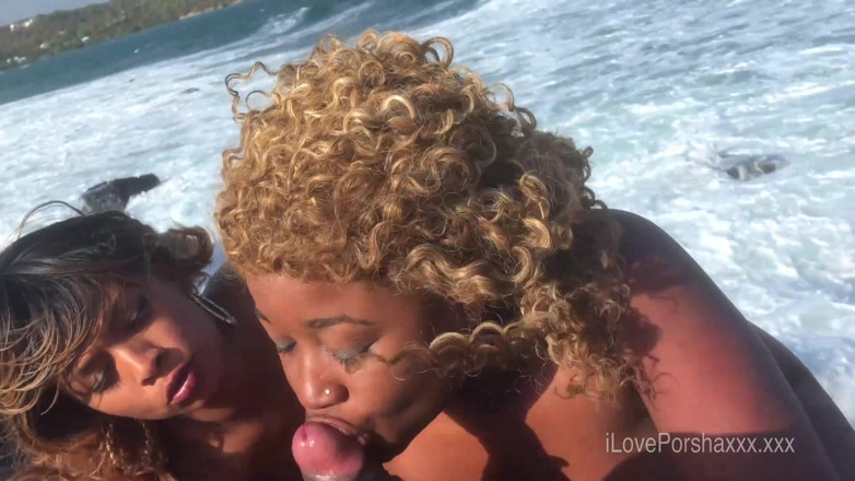 Porsha Carrera XXX: Горячие чернокожие девушки трахаются на пляже