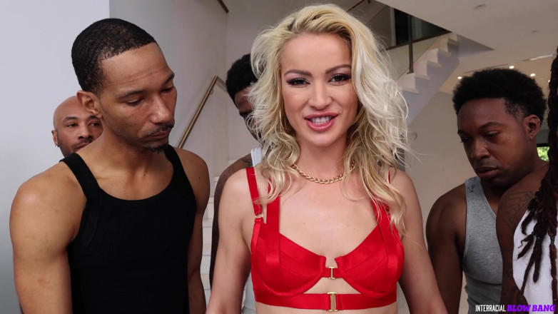 Interracial Blowbang: Interracial Blowbang Ten Hard Cocks with a Cherry on Top